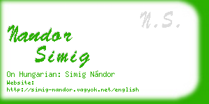 nandor simig business card